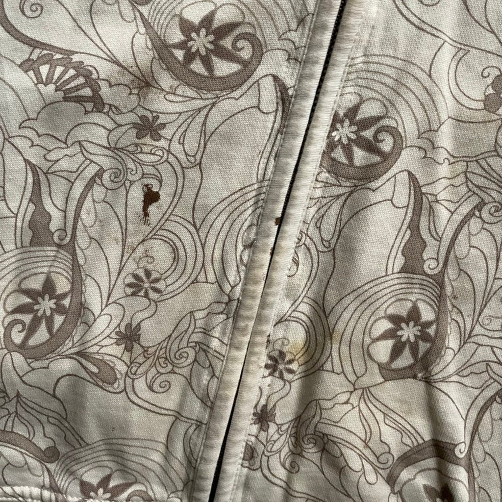 Vintage Paisley Floral Zip Up Hoodie Mens XL Cream 2000s Old Navy