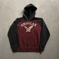 Vintage American Eagle Raglan Hoodie Men Large Maroon 2000s