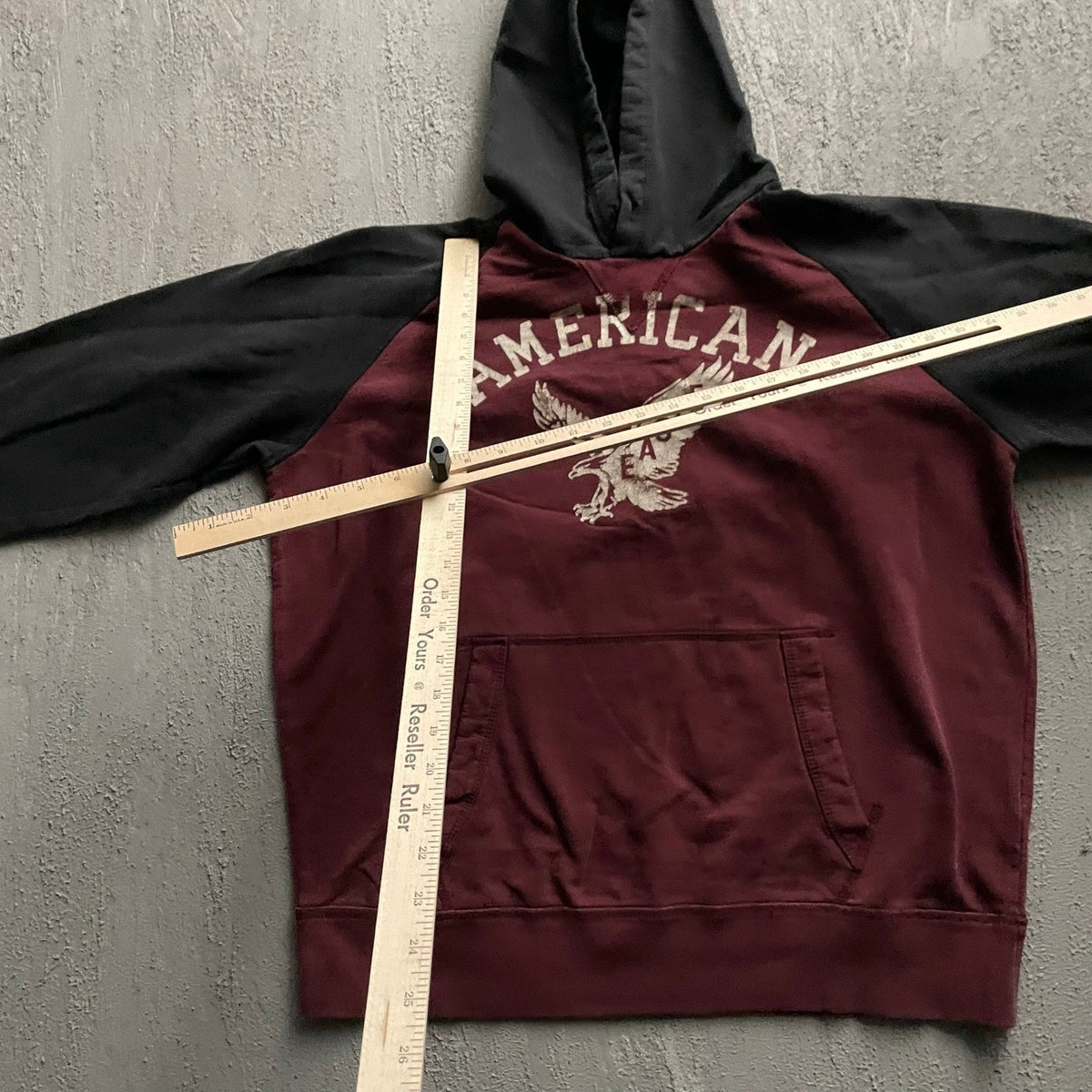 Vintage American Eagle Raglan Hoodie Men Large Maroon 2000s