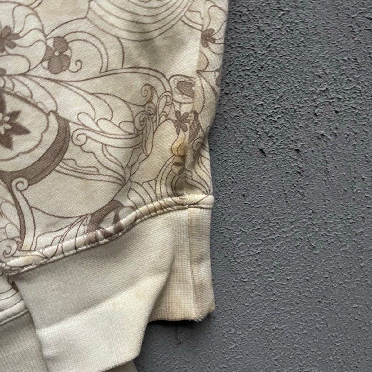 Vintage Paisley Floral Zip Up Hoodie Mens XL Cream 2000s Old Navy