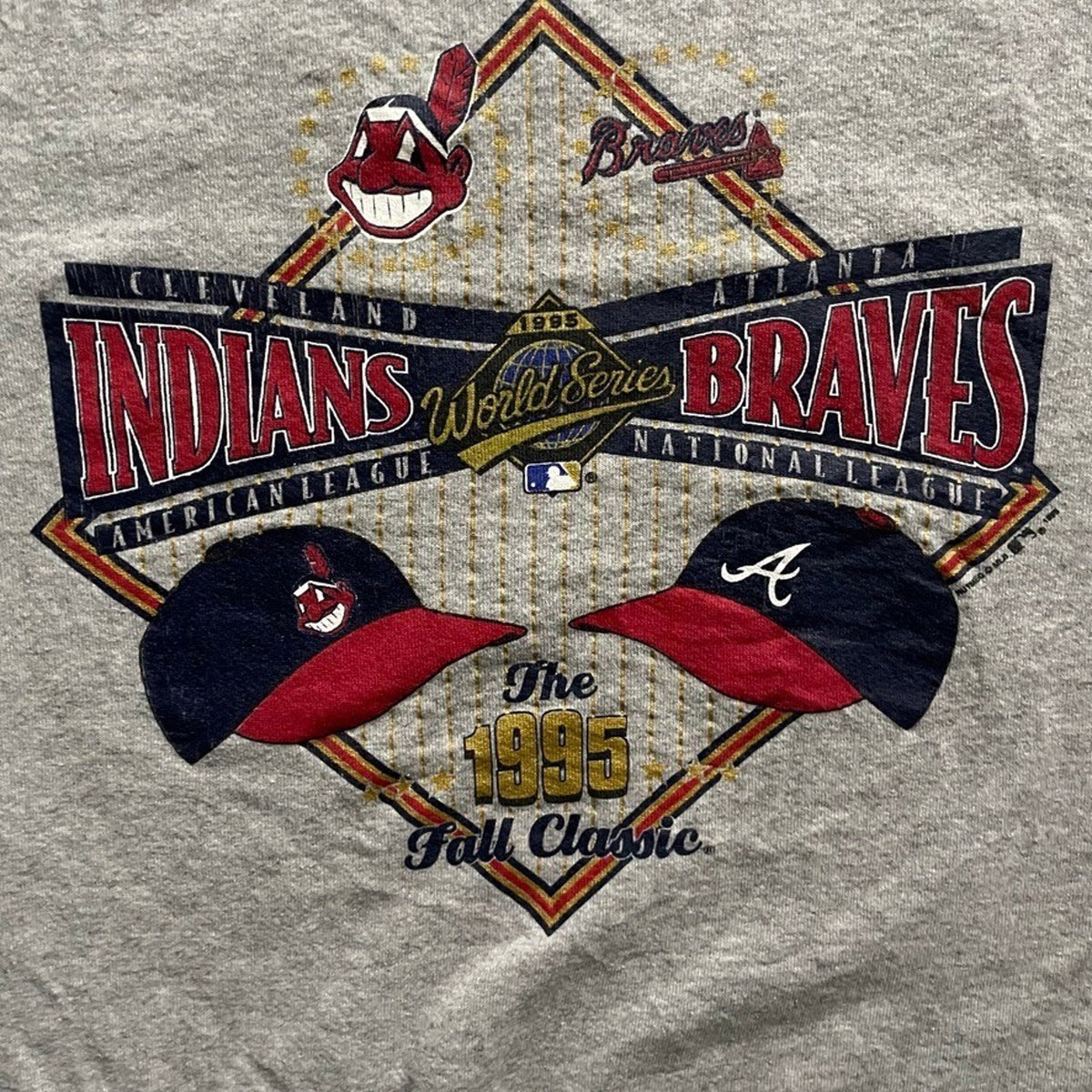 Vintage 1995 World Series MLB Sweatshirt Mens Medium Grey 90s Lee Sport