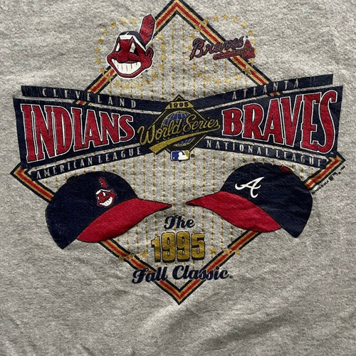 Vintage 1995 World Series MLB Sweatshirt Mens Medium Grey 90s Lee Sport